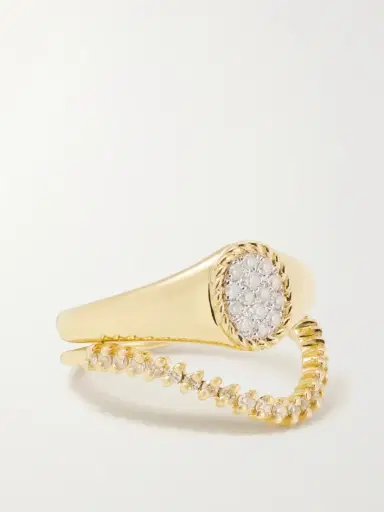 Yvonne Léon 9-karat Gold Diamond Signet Ring Set | Thumbnail 2