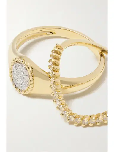 Yvonne Léon 9-karat Gold Diamond Signet Ring Set | Thumbnail 5