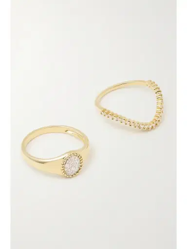 Yvonne Léon 9-karat Gold Diamond Signet Ring Set | Thumbnail 6