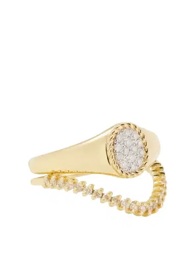 Yvonne Léon 9-karat Gold Diamond Signet Ring Set | Thumbnail 1