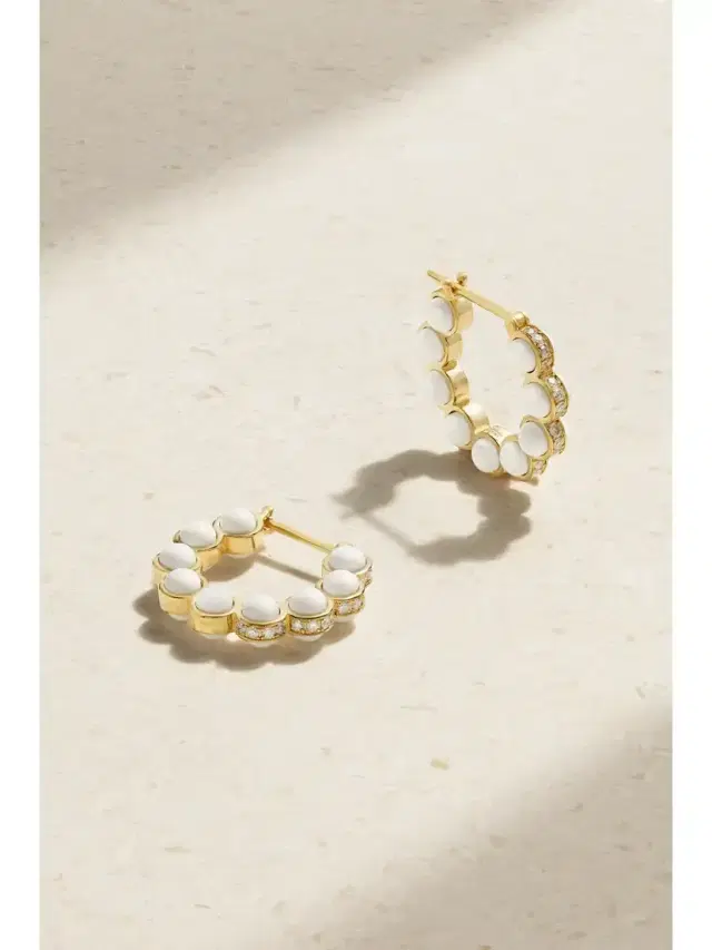 The Hydrogen 18-karat Gold, Enamel And Diamond Hoop Earrings
