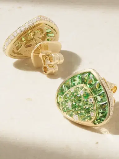 Marina B Dora 18-karat Gold, Tsavorite And Diamond Earrings | Thumbnail 3 Marina B Dora 18-karat Gold, Tsavorite And Diamond Earrings | Thumbnail 3