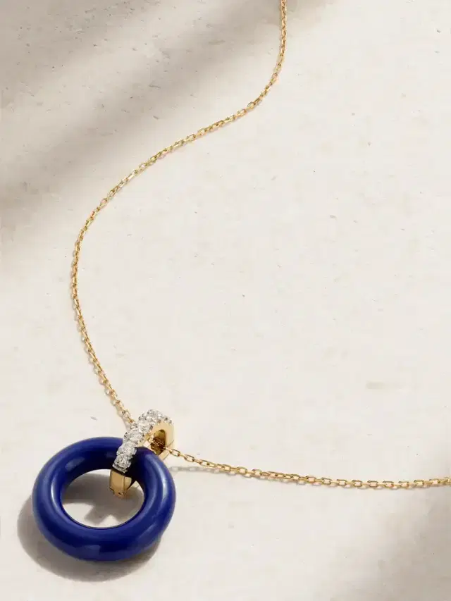 Mateo Donut 14-karat Gold, Lapis Lazuli And Diamond Necklace