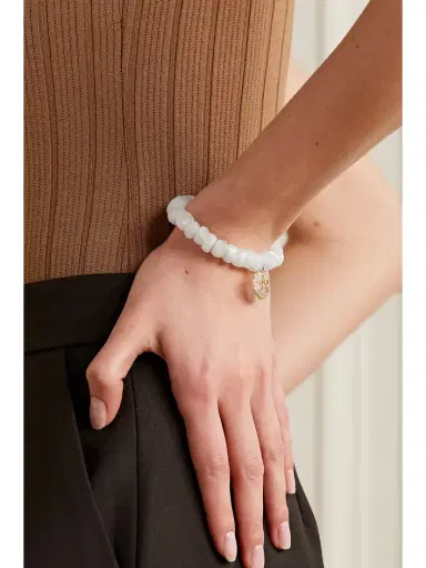 Sydney Evan Large Sand Dollar 14-karat Gold, Moonstone And Diamond Bracelet | Thumbnail 2