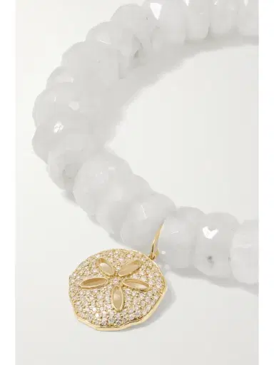 Sydney Evan Large Sand Dollar 14-karat Gold, Moonstone And Diamond Bracelet | Thumbnail 4