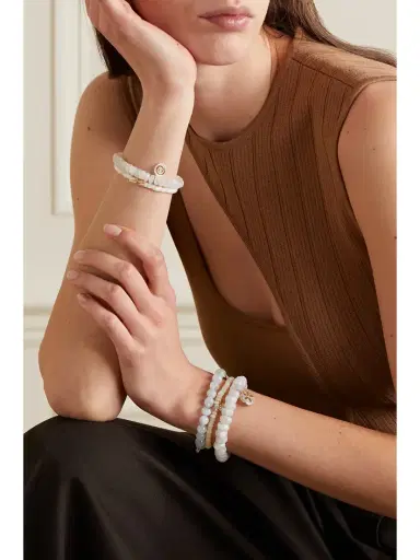 Sydney Evan Large Sand Dollar 14-karat Gold, Moonstone And Diamond Bracelet | Thumbnail 5