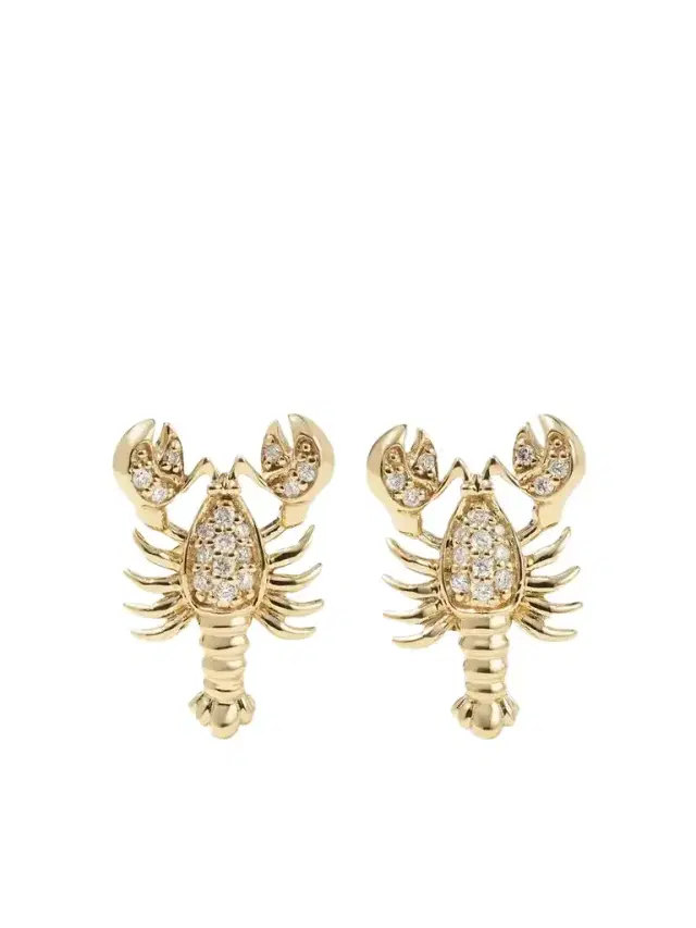 Lobster 14-karat Gold Diamond Earrings