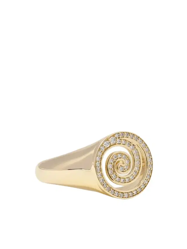 Sydney Evan Spiral 14-karat Gold Diamond Signet Ring