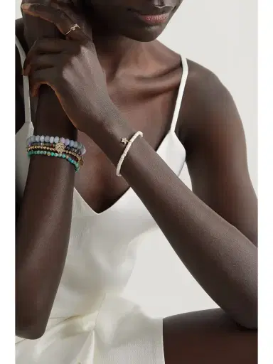 Sydney Evan Small Plumeria 14-karat Gold, Turquoise And Diamond Bracelet | Thumbnail 4 Sydney Evan Small Plumeria 14-karat Gold, Turquoise And Diamond Bracelet | Thumbnail 4