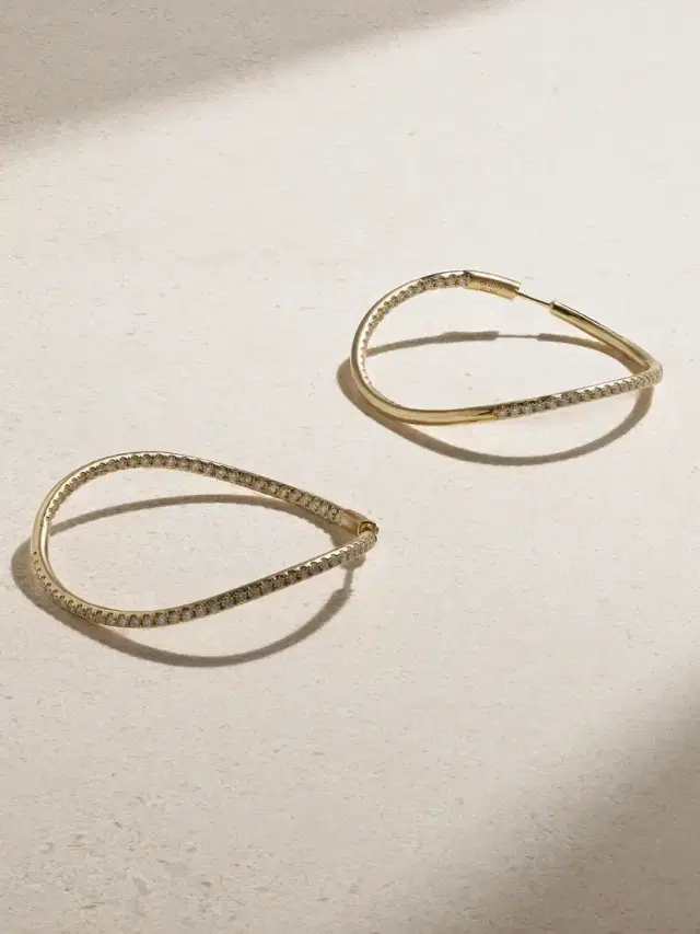 Anita Ko Twisted 18-karat Gold Diamond Hoop Earrings