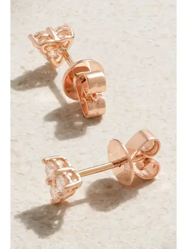 Anita Ko Trillion Small 18-karat Rose Gold Diamond Earrings | Thumbnail 3