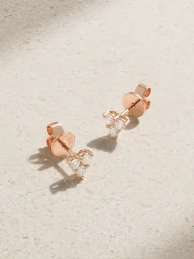 Anita Ko Trillion Small 18-karat Rose Gold Diamond Earrings | Thumbnail 1