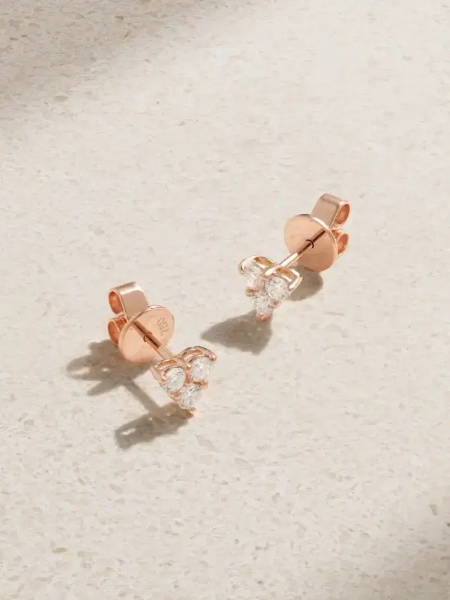Trillion Small 18-karat Rose Gold Diamond Earrings
