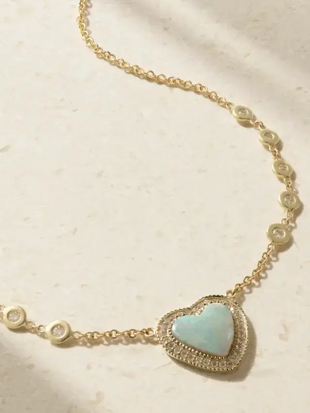 14-karat Gold, Diamond And Opal Necklace