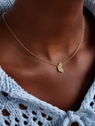 Sydney Evan Small Flying Butterfly 14-karat Gold Diamond Necklace | Thumbnail 2