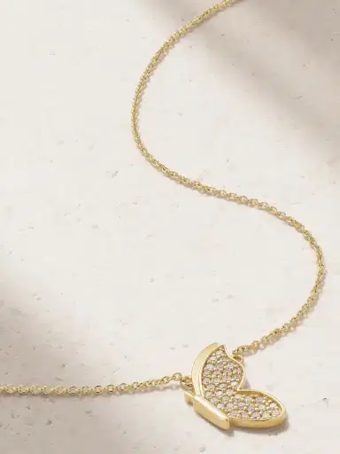 Sydney Evan Small Flying Butterfly 14-karat Gold Diamond Necklace | Thumbnail 1
