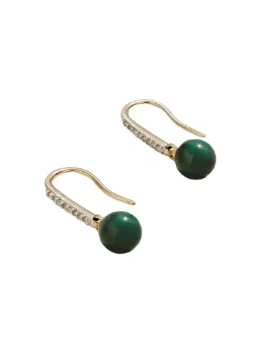 Mateo 14-karat Gold, Malachite And Diamond Earrings | Thumbnail 1