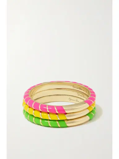 Yvonne Léon Alliance Set Of Three 9-karat Gold, Enamel And Diamond Rings | Thumbnail 3