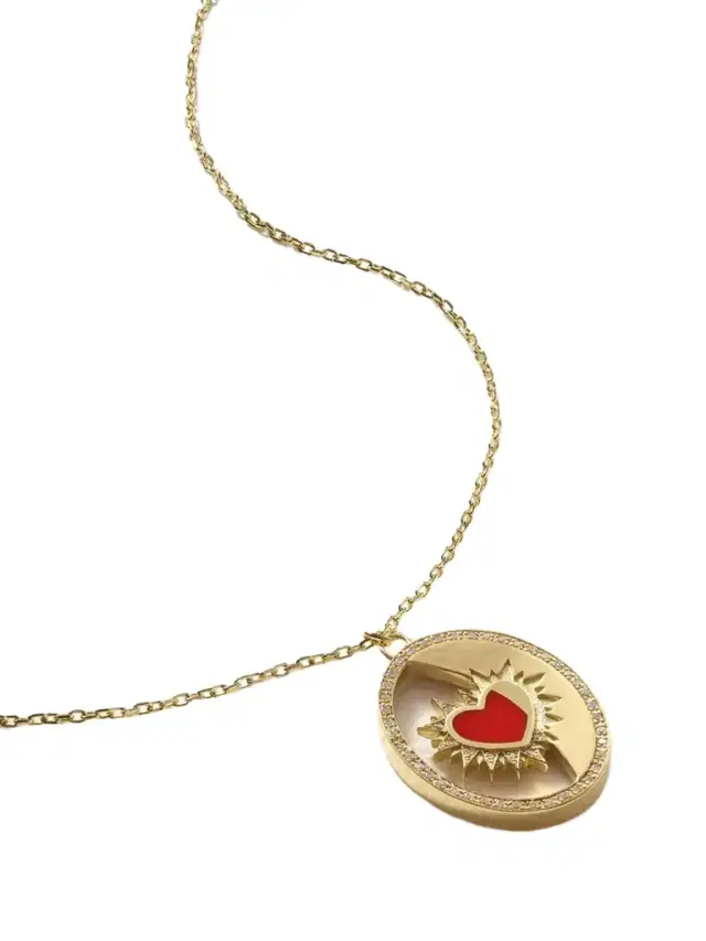 Heart On Biladi 18-karat Gold, Enamel And Diamond Necklace
