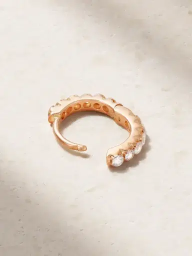 MARIA TASH Eternity 6.5mm 18-karat Rose Gold Diamond Hoop Earring | Thumbnail 3