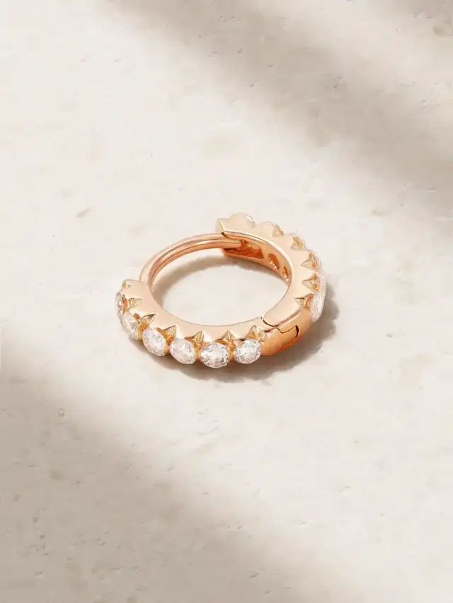 Eternity 6.5mm 18-karat Rose Gold Diamond Hoop Earring