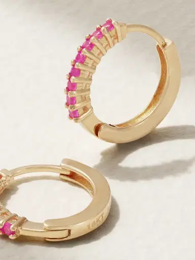 Mateo 14-karat Gold Sapphire Hoop Earrings | Thumbnail 3