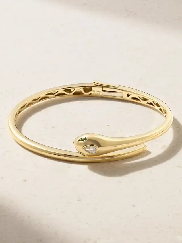 Snake Coil 18-karat Gold, Diamond And Emerald Bracelet