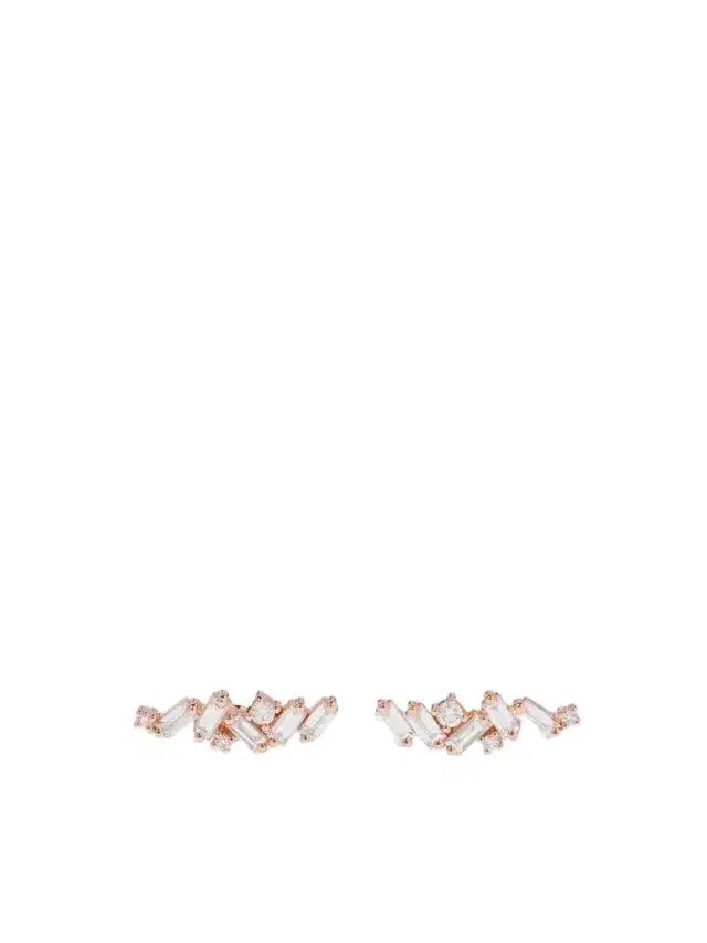 Suzanne Kalan 18-karat Rose Gold Diamond Earrings