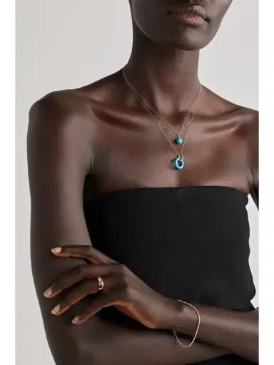 Mateo 14-karat Gold, Turquoise And Diamond Necklace | Thumbnail 5