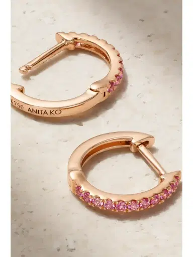Anita Ko Huggies 18-karat Rose Gold Sapphire Earrings | Thumbnail 3 Anita Ko Huggies 18-karat Rose Gold Sapphire Earrings | Thumbnail 3