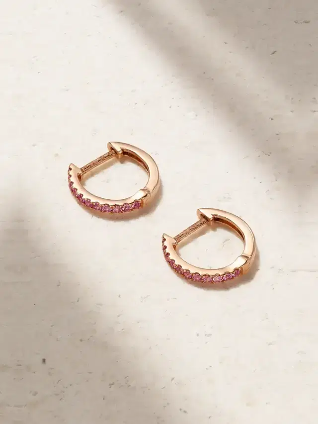 Huggies 18-karat Rose Gold Sapphire Earrings