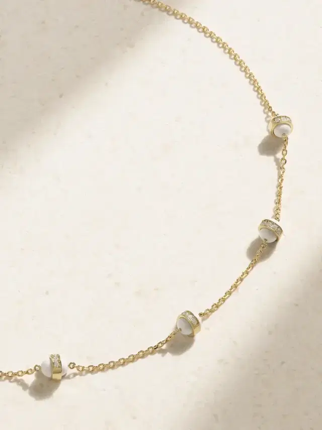Atoms 18-karat Gold, Enamel And Diamond Necklace