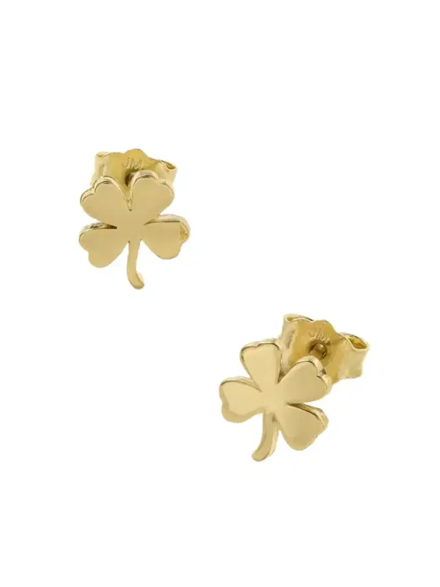 Mini Clover 18-karat Gold Earrings