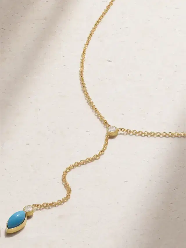 18-karat Gold, Turquoise And Diamond Necklace