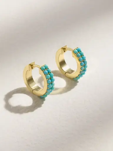 Jennifer Meyer 18-karat Gold Turquoise Hoop Earrings | Thumbnail 1 Jennifer Meyer 18-karat Gold Turquoise Hoop Earrings | Thumbnail 1