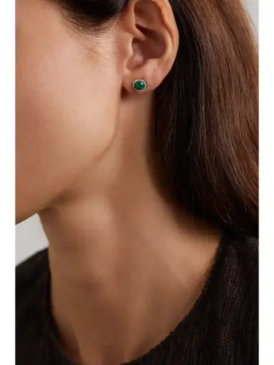 Mateo 14-karat Yellow And White Gold, Malachite And Diamond Earrings | Thumbnail 2
