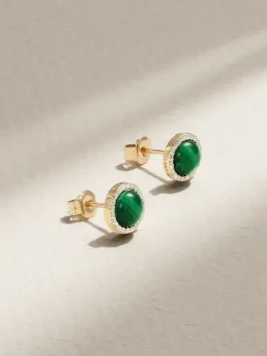 Mateo 14-karat Yellow And White Gold, Malachite And Diamond Earrings | Thumbnail 1