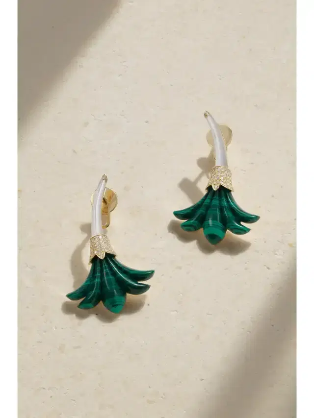 L’Atelier Nawbar Big Flower 18-karat Gold Multi-stone Earrings