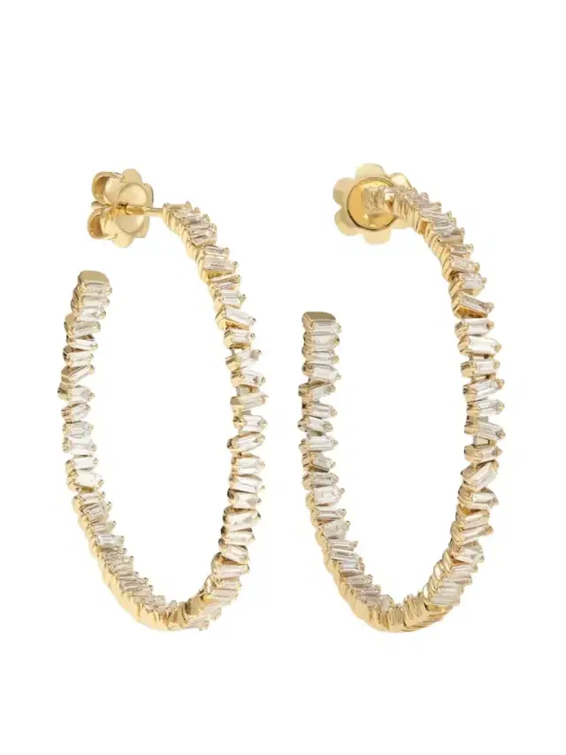 Suzanne Kalan 18-karat Rose Gold Diamond Hoop Earrings