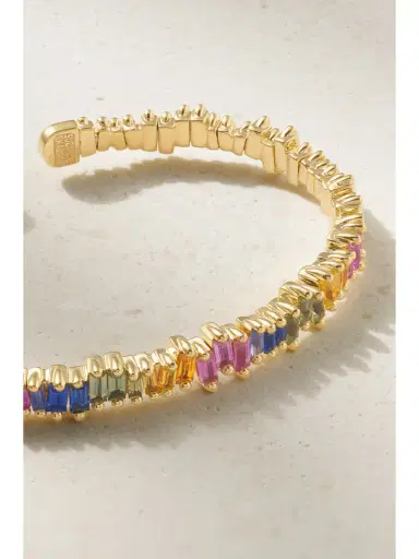 Suzanne Kalan 18-karat Gold Sapphire Cuff | Thumbnail 4