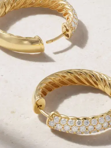 David Yurman Dy Mercer™ 18-karat Gold Diamond Hoop Earrings | Thumbnail 3