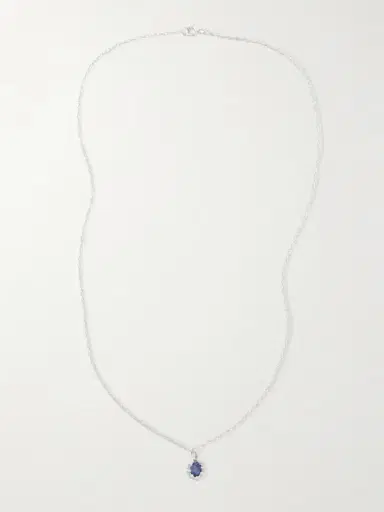 Bleue Burnham + Net Sustain Mini Bamboo Recycled Sterling Silver Laboratory-grown Sapphire Necklace | Thumbnail 4