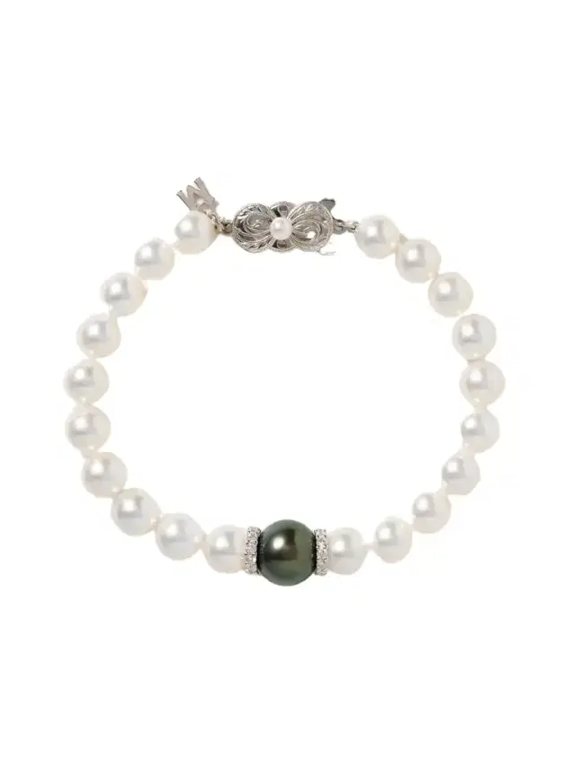 Mikimoto 18-karat White Gold, Pearl And Diamond Bracelet