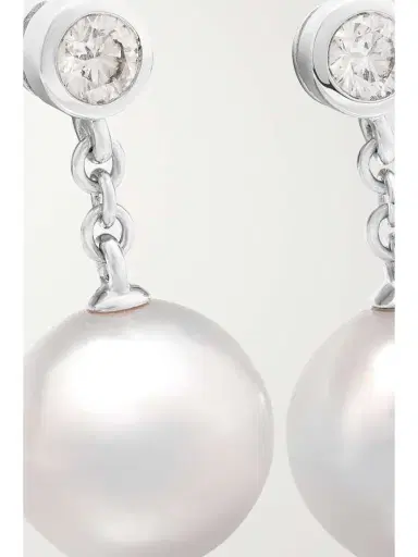 Mikimoto 18-karat White Gold, Pearl And Diamond Earrings | Thumbnail 4