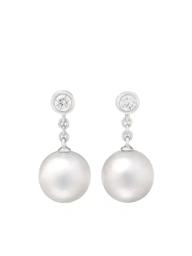 Mikimoto 18-karat White Gold, Pearl And Diamond Earrings | Thumbnail 1