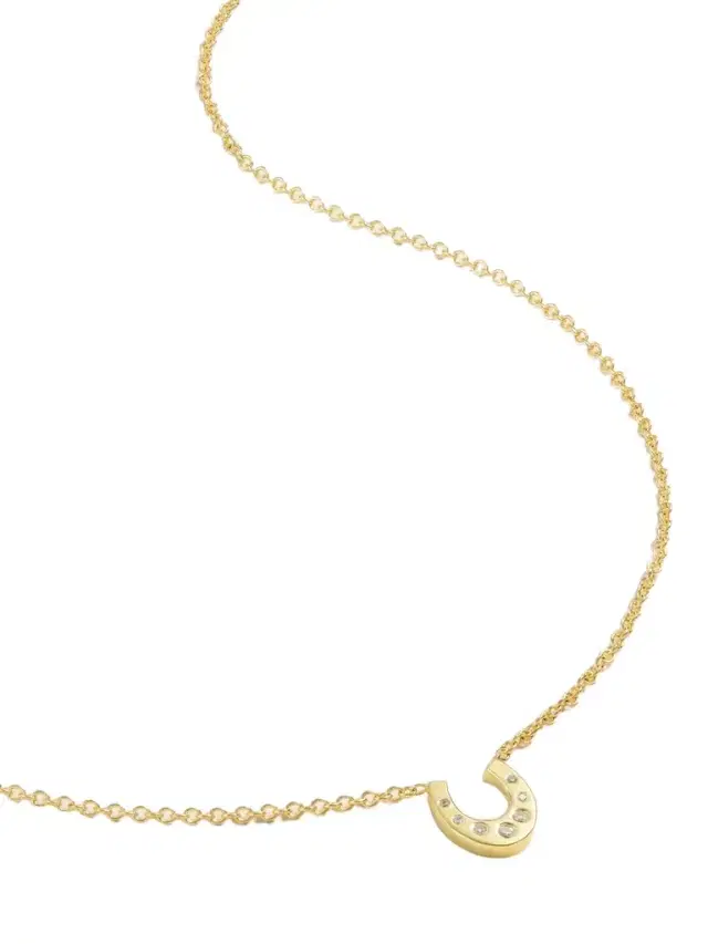 Mini Horseshoe 18-karat Gold Diamond Necklace