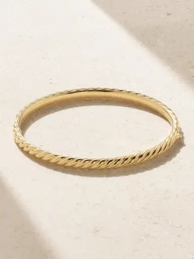 David Yurman Sculpted Cable 18-karat Gold Diamond Bangle | Thumbnail 3 David Yurman Sculpted Cable 18-karat Gold Diamond Bangle | Thumbnail 3