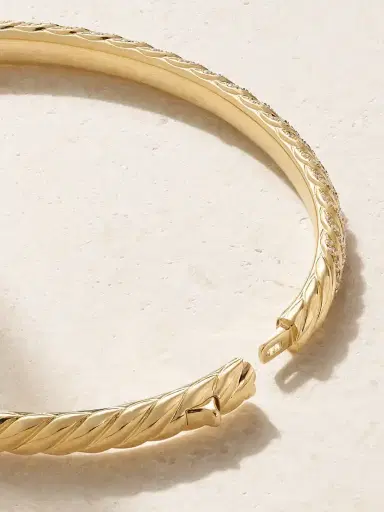 David Yurman Sculpted Cable 18-karat Gold Diamond Bangle | Thumbnail 4 David Yurman Sculpted Cable 18-karat Gold Diamond Bangle | Thumbnail 4