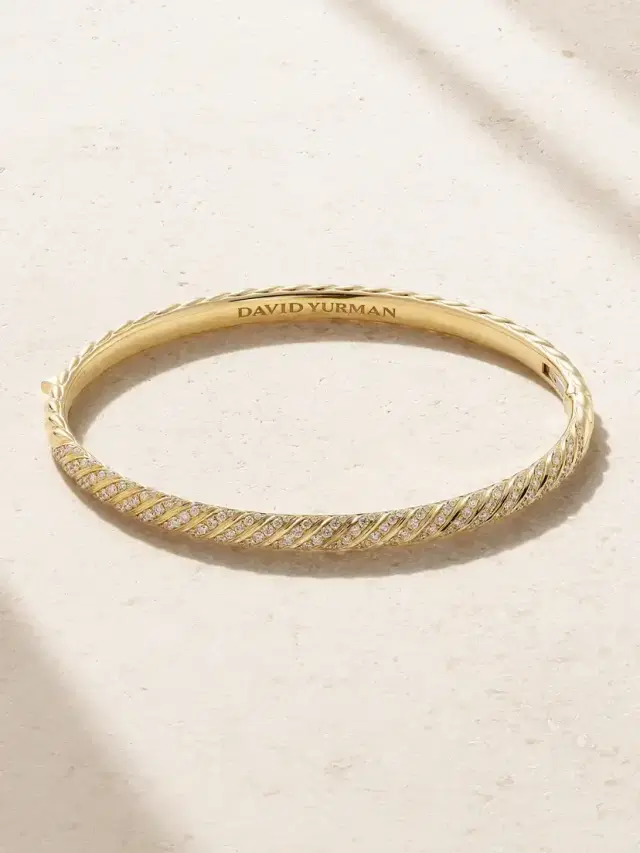 David Yurman Sculpted Cable 18-karat Gold Diamond Bangle
