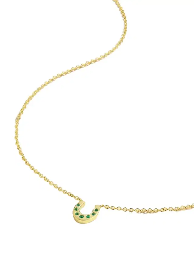 Jennifer Meyer Mini Horseshoe 18-karat Gold Emerald Necklace